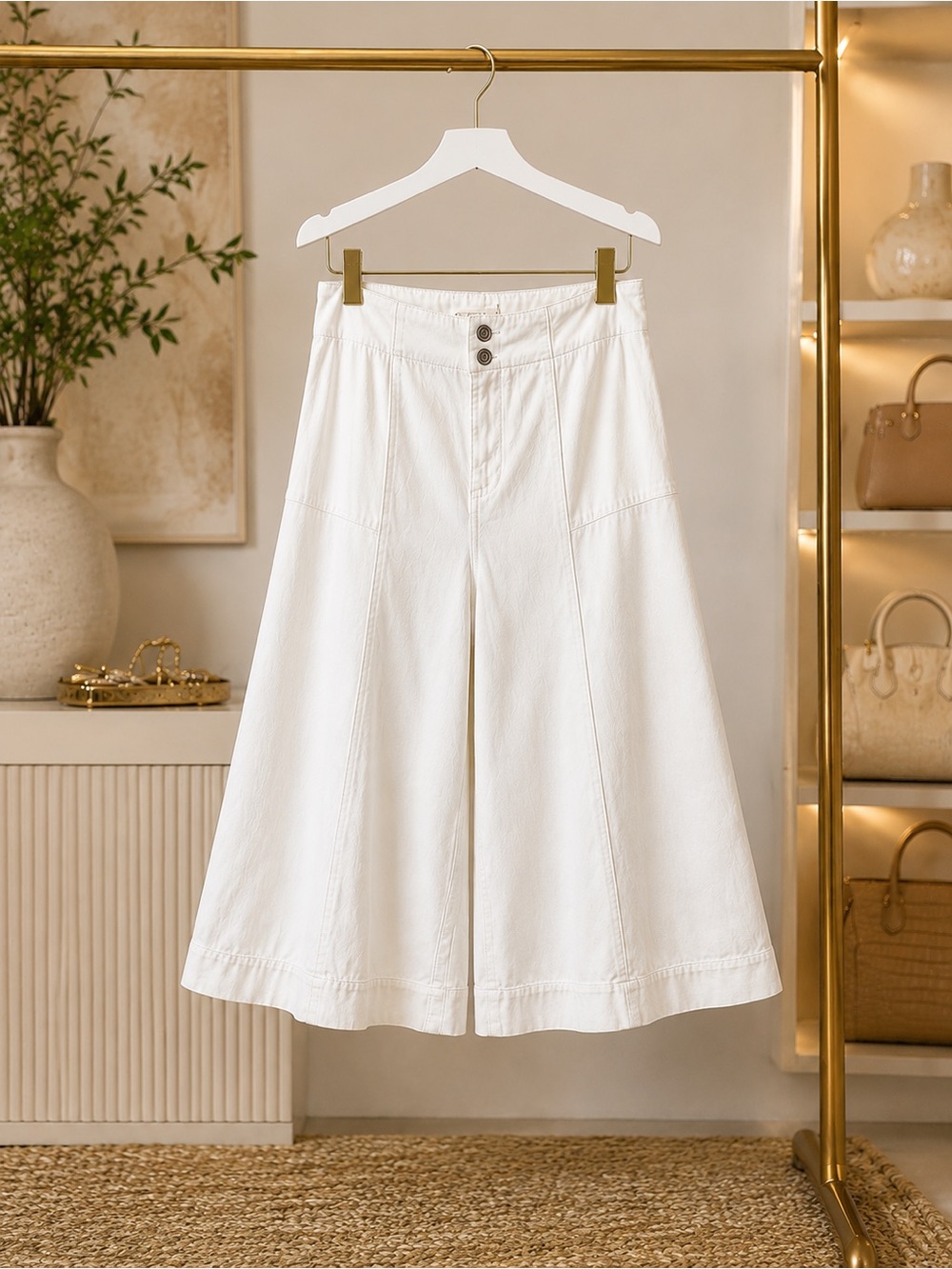 Pilcro The Skipper Seamed High Rise Crop Wide Leg Jeans White 29 Anthropologie